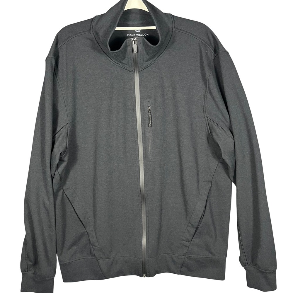 Mack Weldon Full Zip Jacket Mens XXL Black Performance Tech Mock Neck
